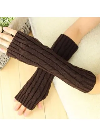 Fingerless Knitting Cotton Polyester Gloves Sleeves 