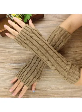 Fingerless Knitting Cotton Polyester Gloves Sleeves 