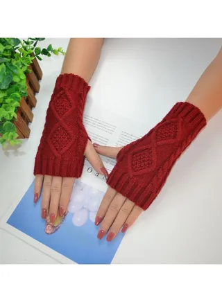 Fingerless Knitting Cotton Polyester Gloves Sleeves 