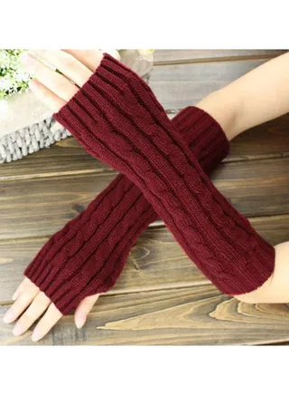 Fingerless Knitting Cotton Polyester Gloves Sleeves 