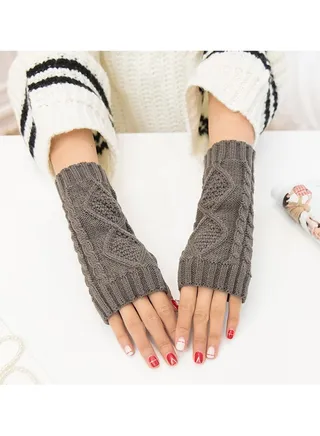 Fingerless Knitting Cotton Polyester Gloves Sleeves 