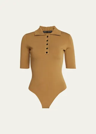 Silk Viscose Polo Bodysuit