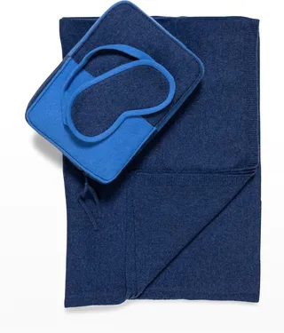 Cashmere Colorblock Cable-Knit Travel Set
