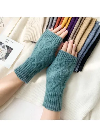 Fingerless Knitting Cotton Polyester Gloves Sleeves 