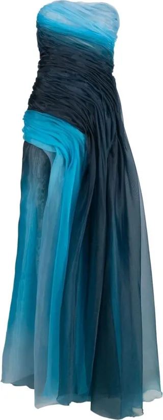 Tonal-Design Ruched Gown