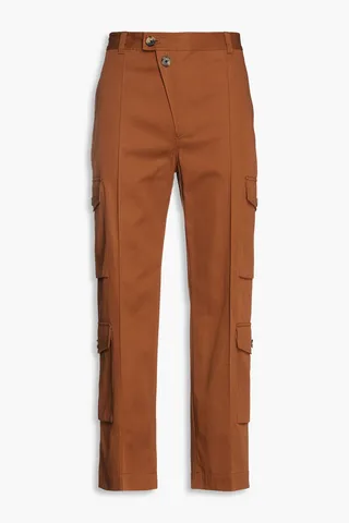 Embroidered cotton-twill cargo pants