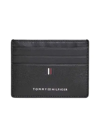 Men's Leather Logo Credit Card Holder -  Leather, Black 