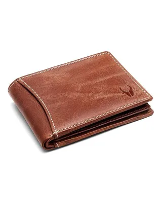 Leather Hand-Crafted Wallet Men Wallets, Brown, 10 cm, WHW159, YGFN 
