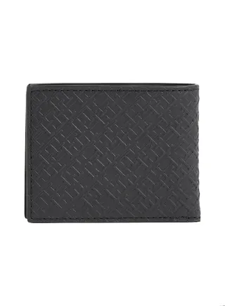 Men's Th Monogram Small Leather Credit Card Wallet -  Leather, Black 