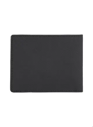 Men's Textured Leather Small Credit Card Wallet -  Saffiano leather, Black 