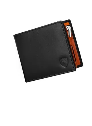 RFID Protected Men's Wallet  Space for 12 Card Holder Black Orange 