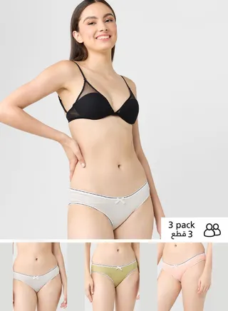 3 Pack Contrast Band Hipster Brief