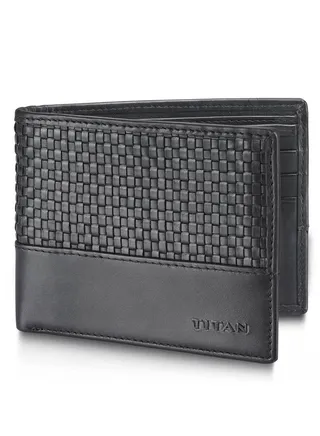 Mens Black Leather Bifold Wallet 