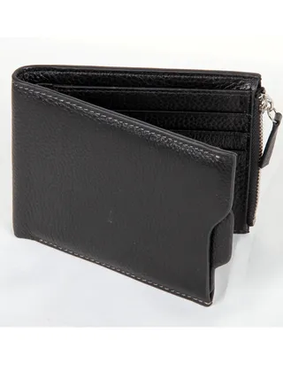 Slim Wallet for Men Genuine Leather Protected Purse Black 