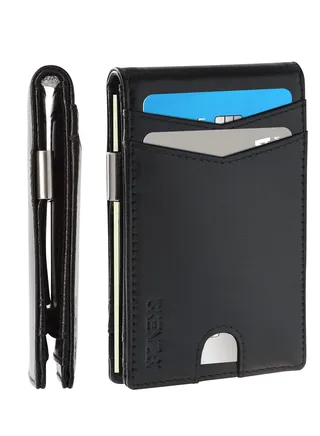 Slim Wallets for Men with Money Clip RFID Blocking Bifold Black 