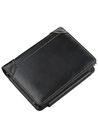 Mens RFID Blocking Bifold Wallet Soft Genuine Leather Brown Western  Secure and Durable Extra Capacity Billfold with 11 Credit Cards Flip Up 
