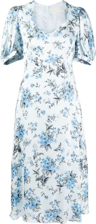 Paradise scatter-flower-print midi dress