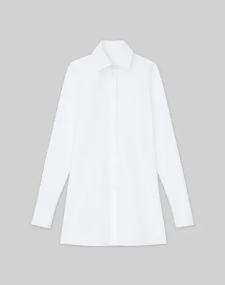 Organic Cotton Poplin Button Front Tunic Shirt