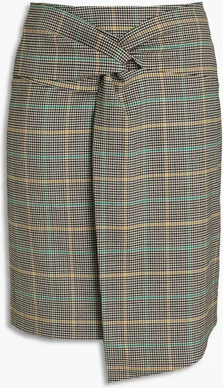 Grena wrap-effect houndstooth woven mini skirt