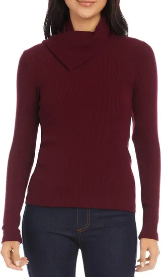 Womens Ribbed Stretch Turtleneck Top