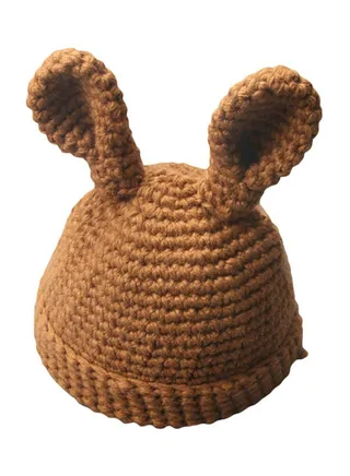 Cute Rabbit Ear Design Knitted Beanie Brown 