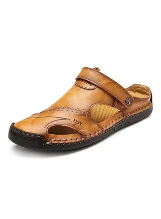 Leather Classic Slides Light Brown/Yellow 