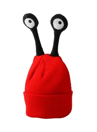 Cute Insect Tentacle Eyes Design Beanie Cherry Red/Black 