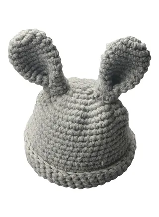 Cute Rabbit Ear Design Knitted Beanie Grey 