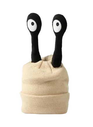 Cute Insect Tentacle Eyes Design Beanie Cream/Black 