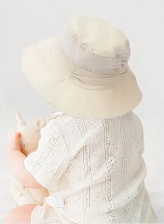 Breathable Mesh Children's Sun Hat Beige 