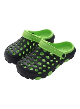 Closed Toe Multi Holes Outdoor Sandals Black/Green 