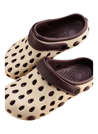 Summer Casual Closed Toe Multi Holes Anti-Skid Sandals Brown 