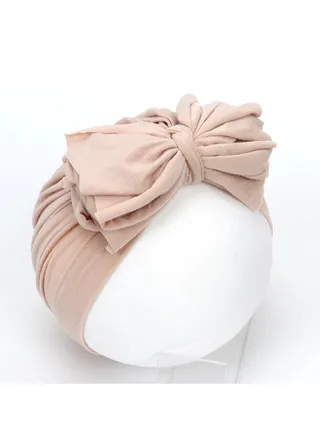 Newborn Cotton Bowtie Pullover Hat Beige 