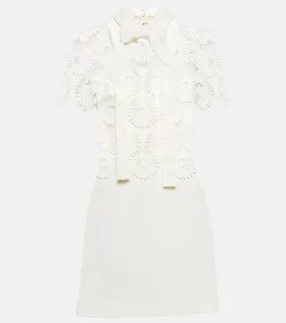 Bridal embroidered crepe minidress