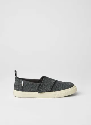 Boys Brushed Denim Velcro Slip-On Shoes Black/White 