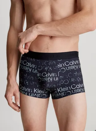 Men's Low Rise Trunks - CK Black -  microfibre jersey, Black 