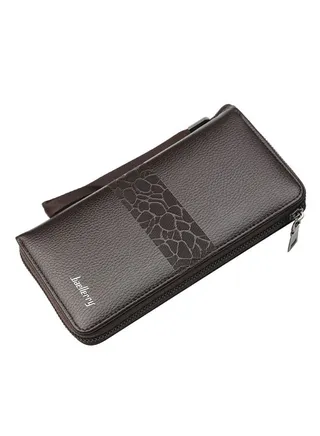 Purse Business Multi-Function Zipper Clutch Bag Dark Brown 