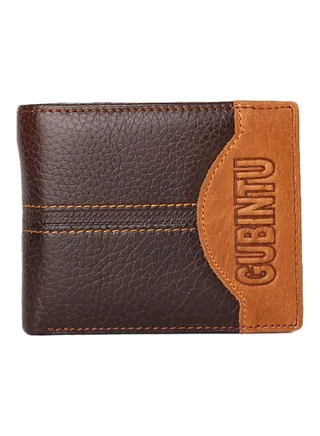 Personality Splicing Leather Wallet Brown 