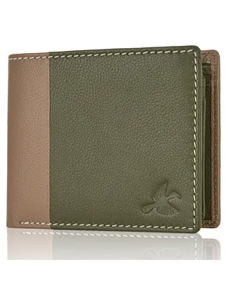 Joseph Olive RFID Blocking Leather Wallet for Men, Olive, Two-Fold Wallet 