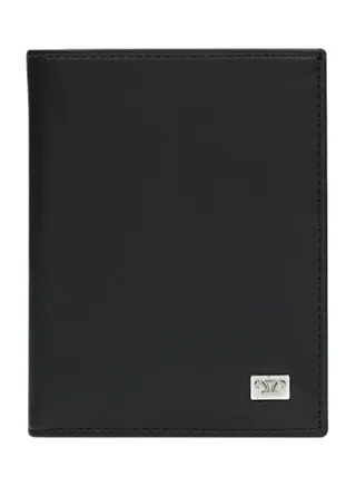 August Vertical Leather Wallet Black 