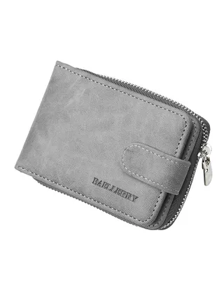 PU Leather Business Money Clip Wallet Grey 