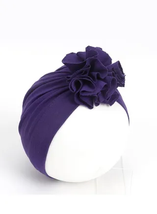 Children's Pleated Multi-Color Floral Hat Purple Blue 