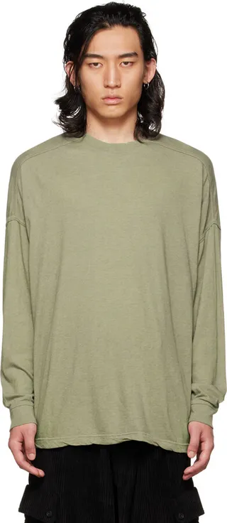 Jan-Jan Van Essche Khaki O-Project Dropped Shoulder Long Sleeve T-Shirt