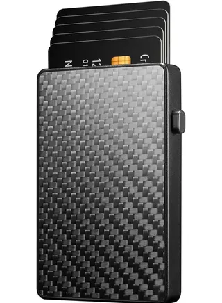 Card Wallet Pop-Up Card Wallet for Men Minimalist Credit Card Holder Slim Carbon Fiber Wallet RFID Blocking(Carbon Fiber) 