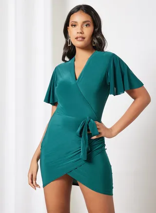 Bodycon Wrap Dress Green 