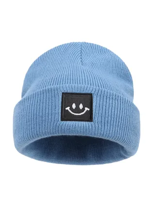 Baby Smiling Face Baby Knitted Hat Blue 
