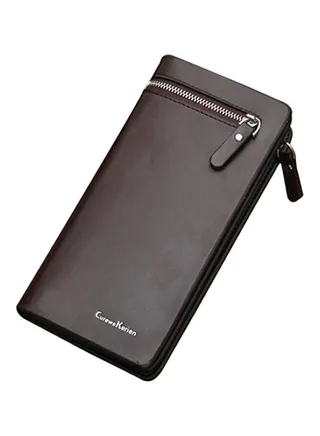 Zipper Business Card Holder And Coin Purse Brown 