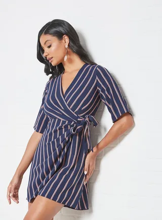 Striped Mini Dress Navy 