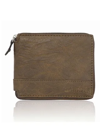 Zipper Bi-Fold Wallet Brown 