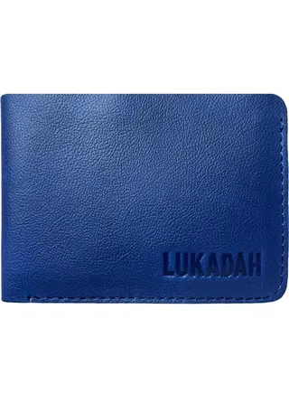Lukadah Classic Handcrafted Bi-Fold Genuine Full Grain Animal Hide Real Crazy Horse Leather Wallet for Men's (NAVY BLUE) 